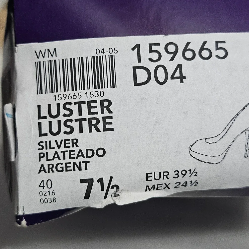 Fioni Luster Silver Glitter Peep Toe Platform Stiletto Heels Shoes Womens 7.5‎